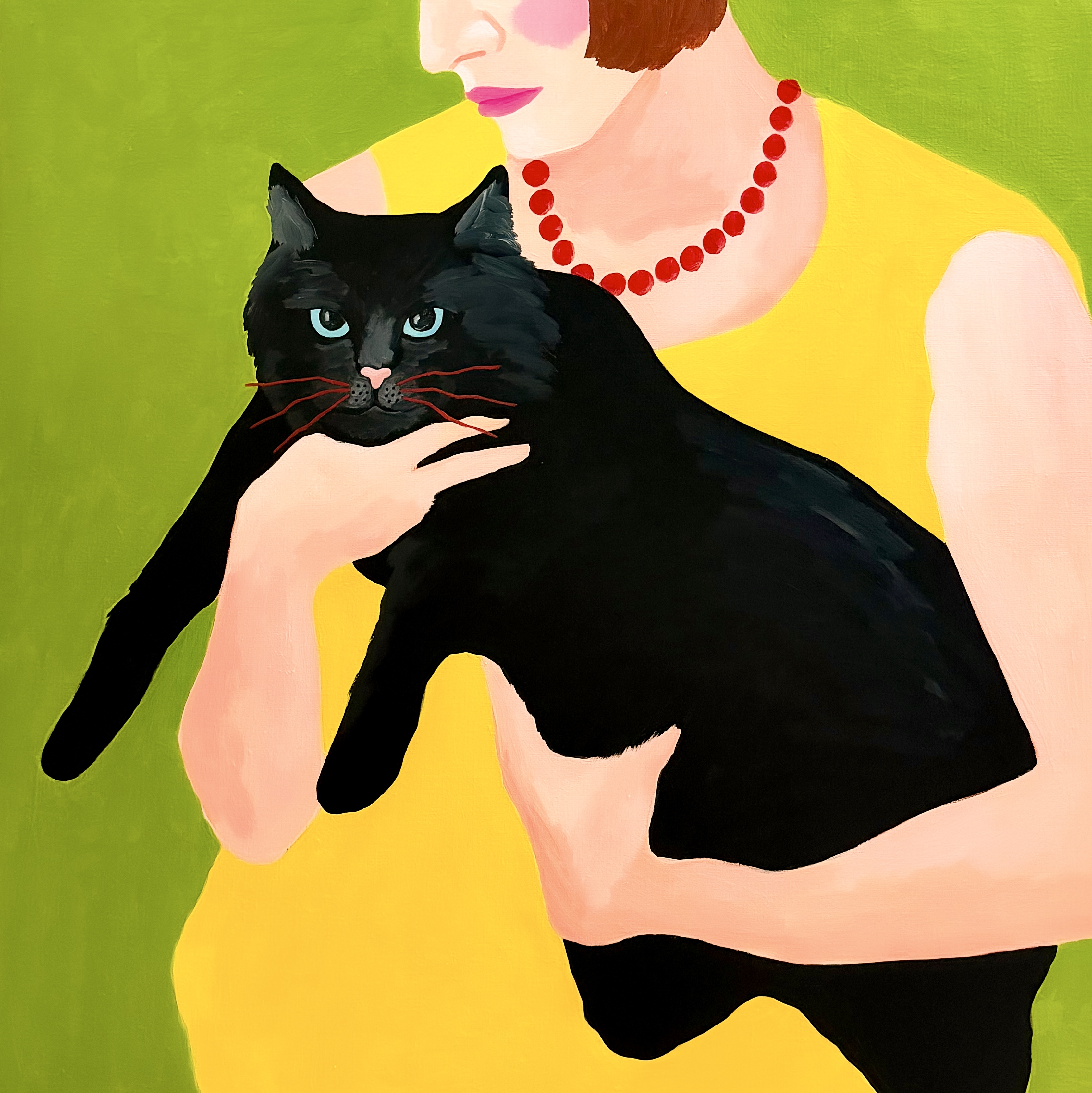 A woman holding a black cat - 썸머