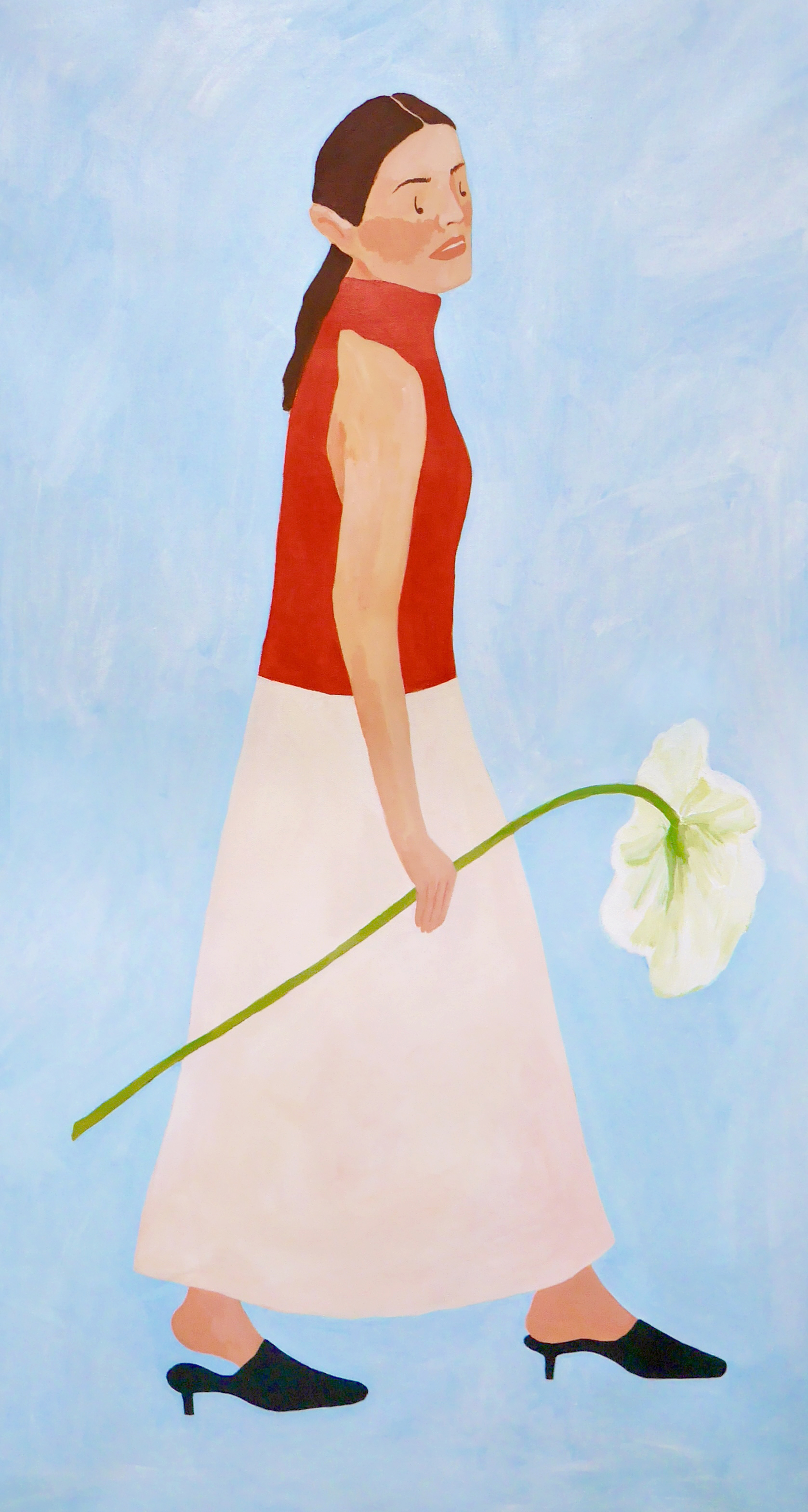 Woman holding a white flower - 썸머